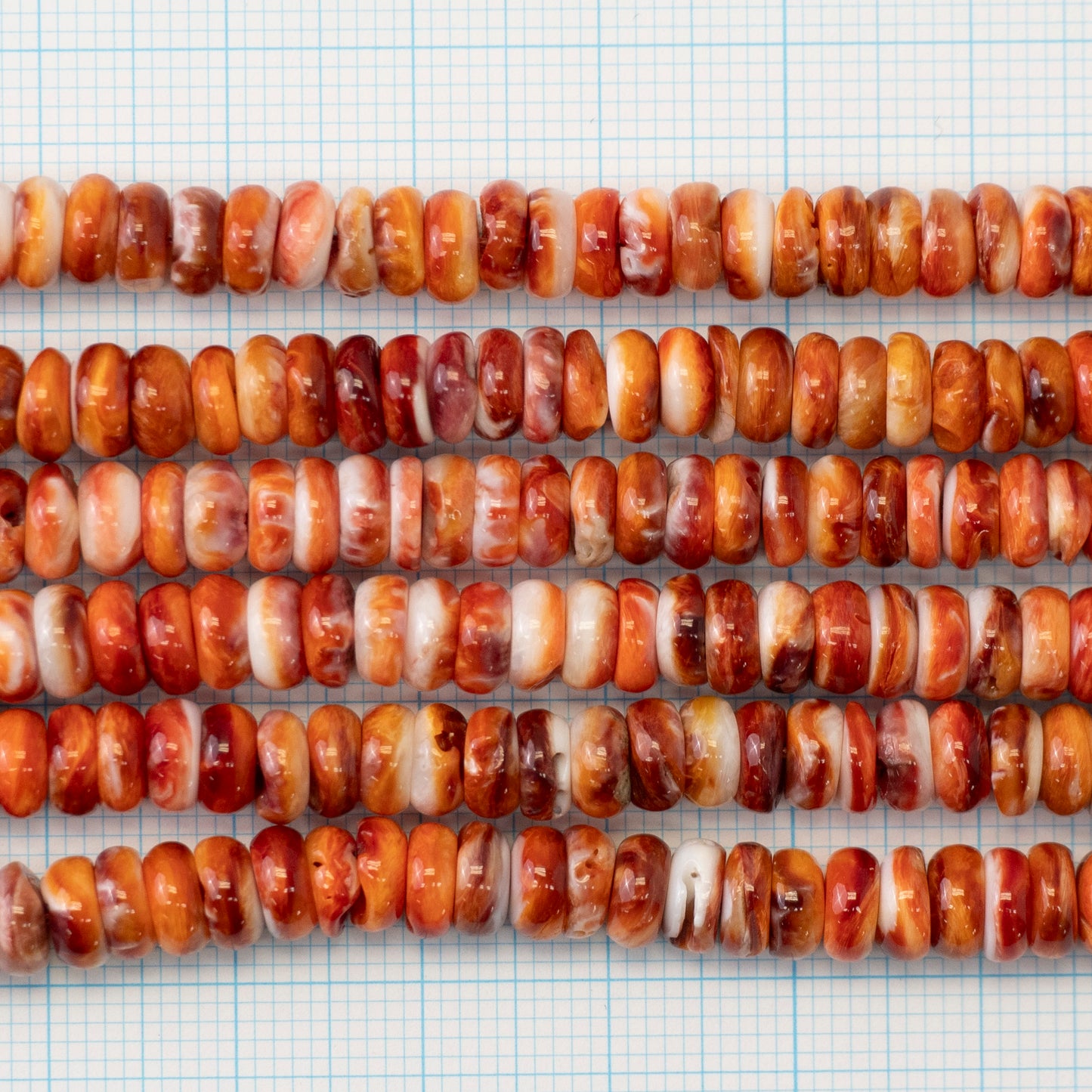 スパイニーオイスター ロンデル オレンジ6mm41cm【N2402-A11】