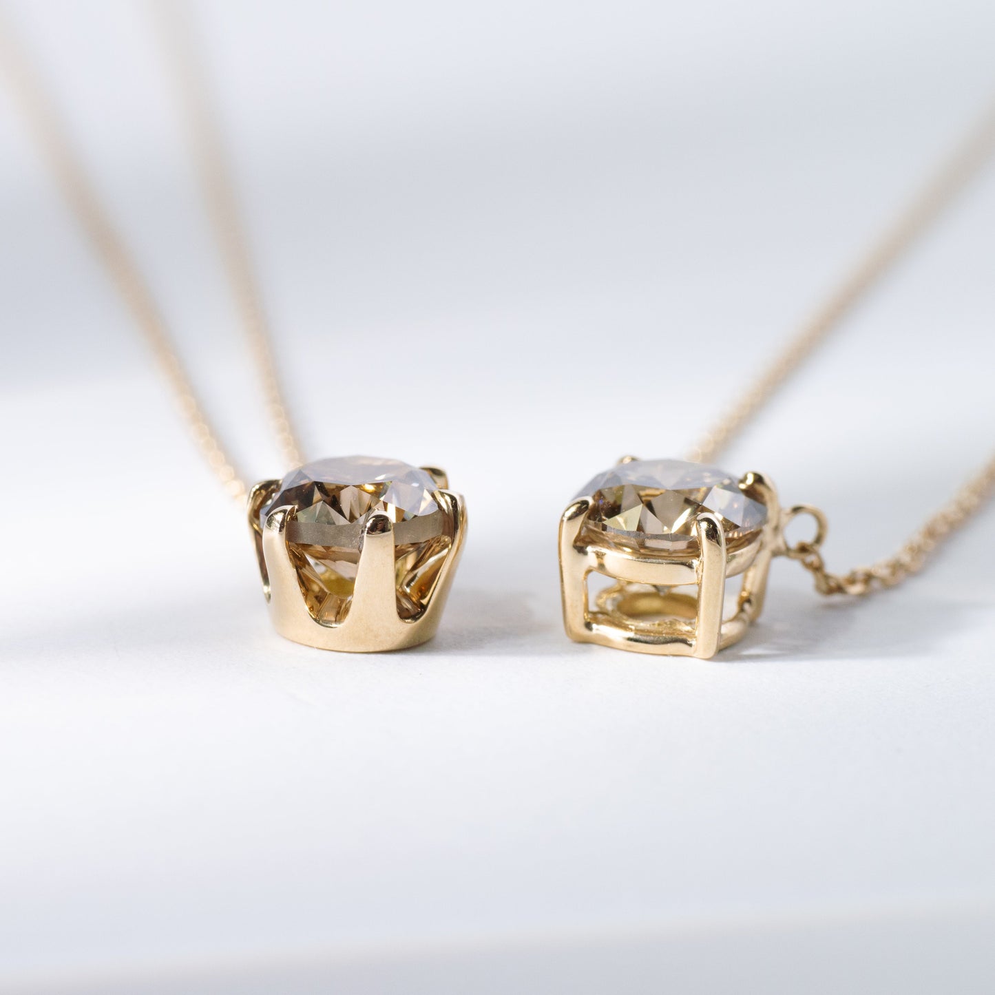 【天然ブラウンダイヤ1ct】１粒ネックレスK18YG45cmアジャスターボール付き